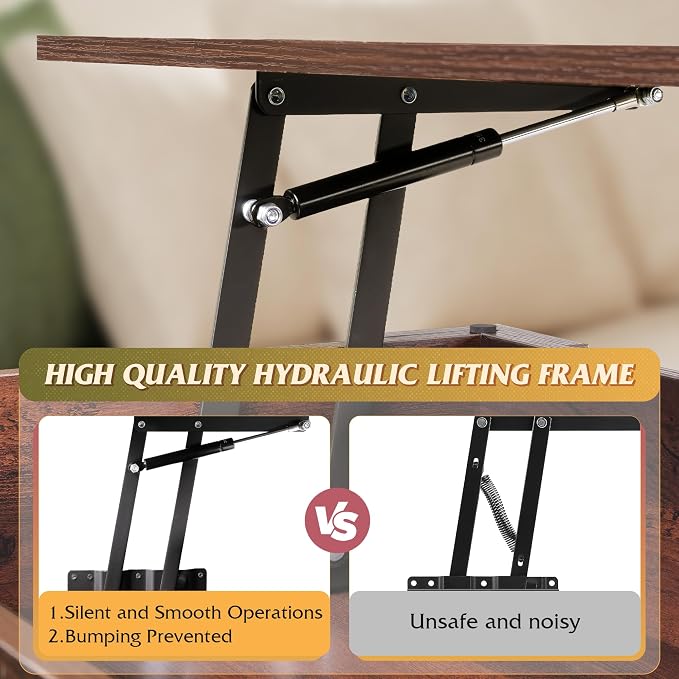 WLIVE Coffee Table, 39" Lift Top Coffee Table with Hidden Compartment, Storage Shelf and Lifting Top for Home Living Room, Office and Reception Room,Espresso