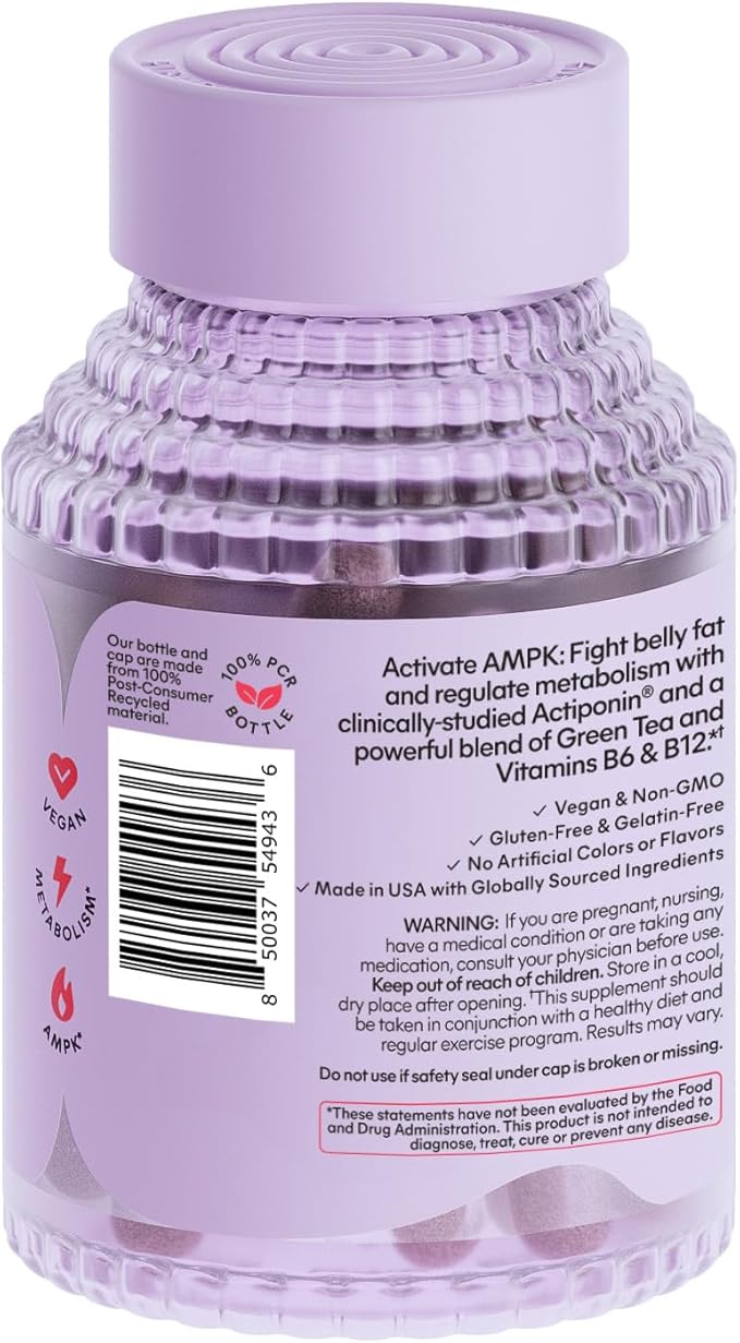 Lemme Burn Belly Fat Capsules, Clinically Studied AMPK Metabolic Activator Actiponin Jiaogulan, 50% EGCG Green Tea Extract, Vitamin B6, Methyl B12 for Men and Women - 60 Count (Pack of 2)