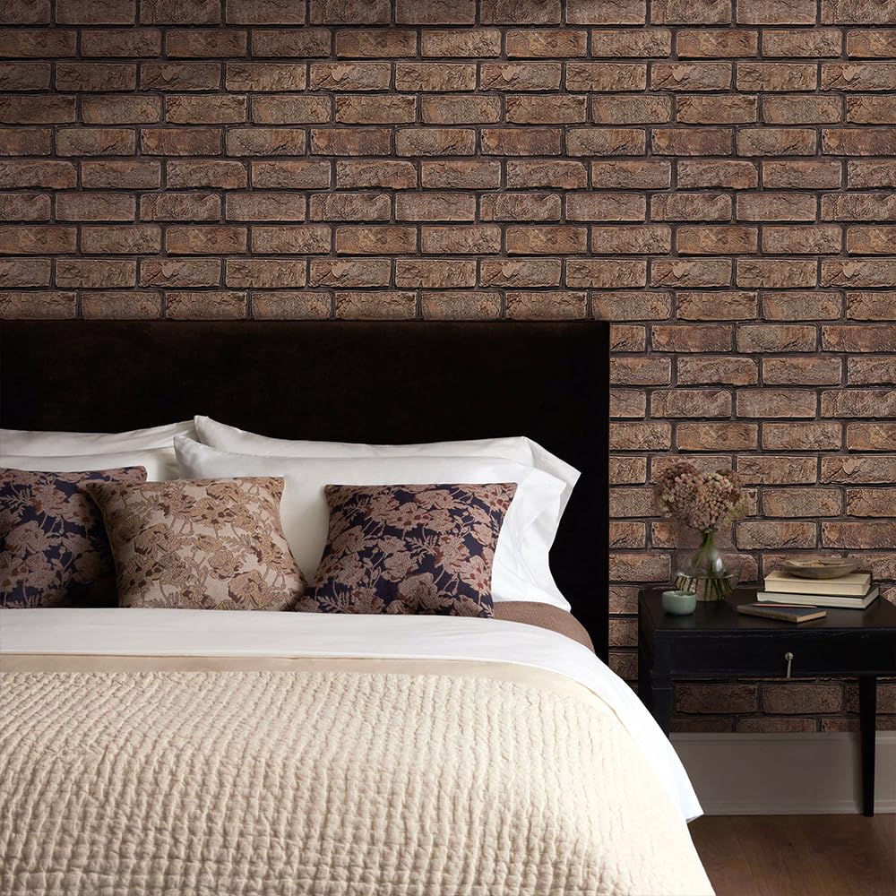 Commomy 3D Faux Brick Wall Panels - 10 pcs 11.8" x 11.8" Small Size Thin PVC Peel and Stick Brick Backsplash Brick Wallpaper Tiles for Kitchen,Living Room,Fireplace,Quick Interior DIY Home Wall Decor