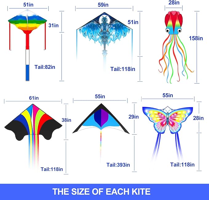 Kites for Kids & Adults, Beach Kites Set for Beginners, Easy to Fly Large Kites Pack for Boys and Girls, Kite String Included, Perfect for Outdoor Activities