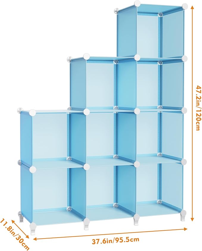 HOMIDEC Closet Organizers and Storage, 9 Cube Storage Organizer, Blue | Portable Closet Organizer Storage Cubes Shelves for Bedroom, Kids Room, Bathroom, Wardrobe