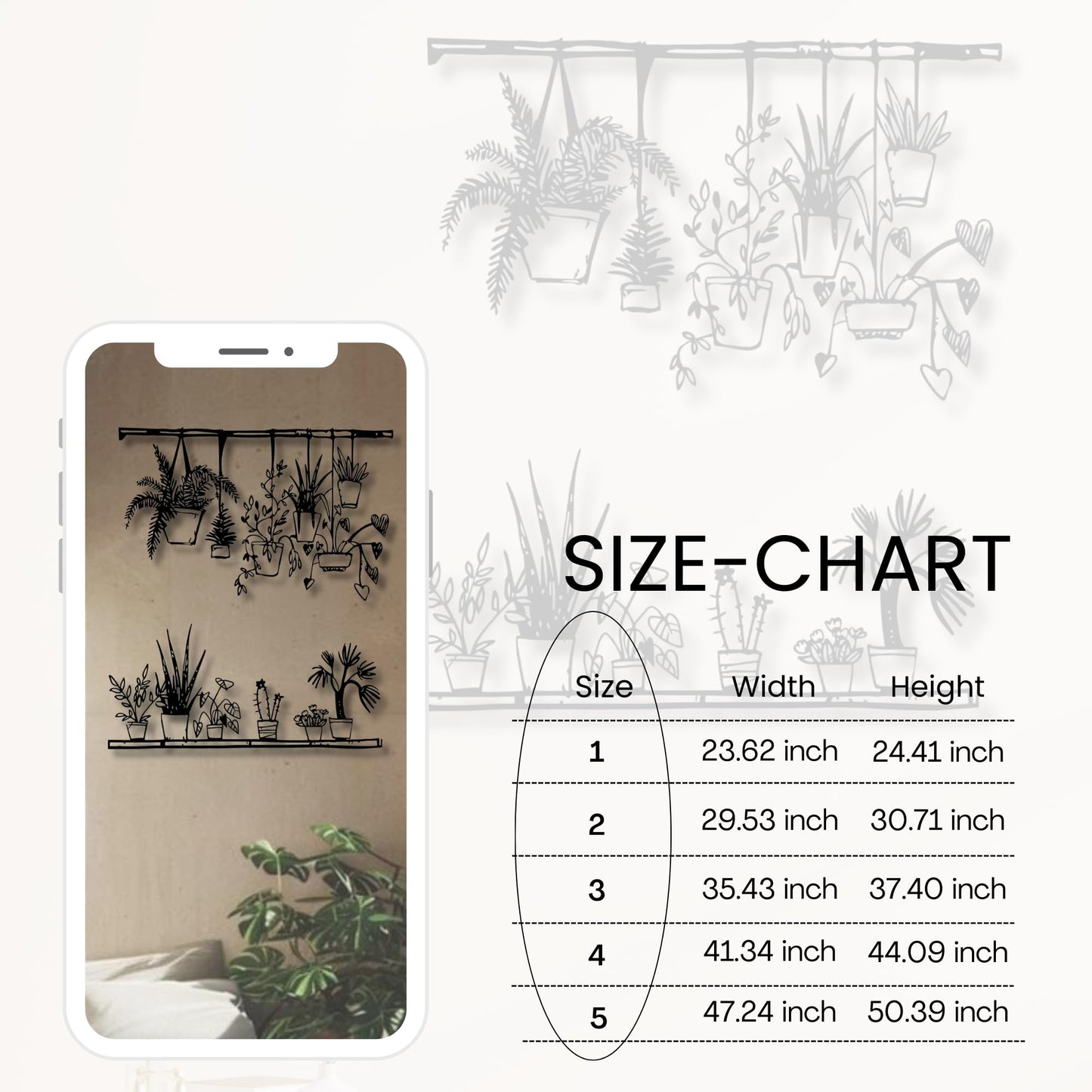 Flower Pots Metal Wall Decor | 23'' x 24'' x 0,05'' Dimensions 2-Pcs Flower Pots Themed Home Wall Decor | Living Room Bedroom Office Metal Wrought Iron Wall Art (23''W x 24''H, Black)
