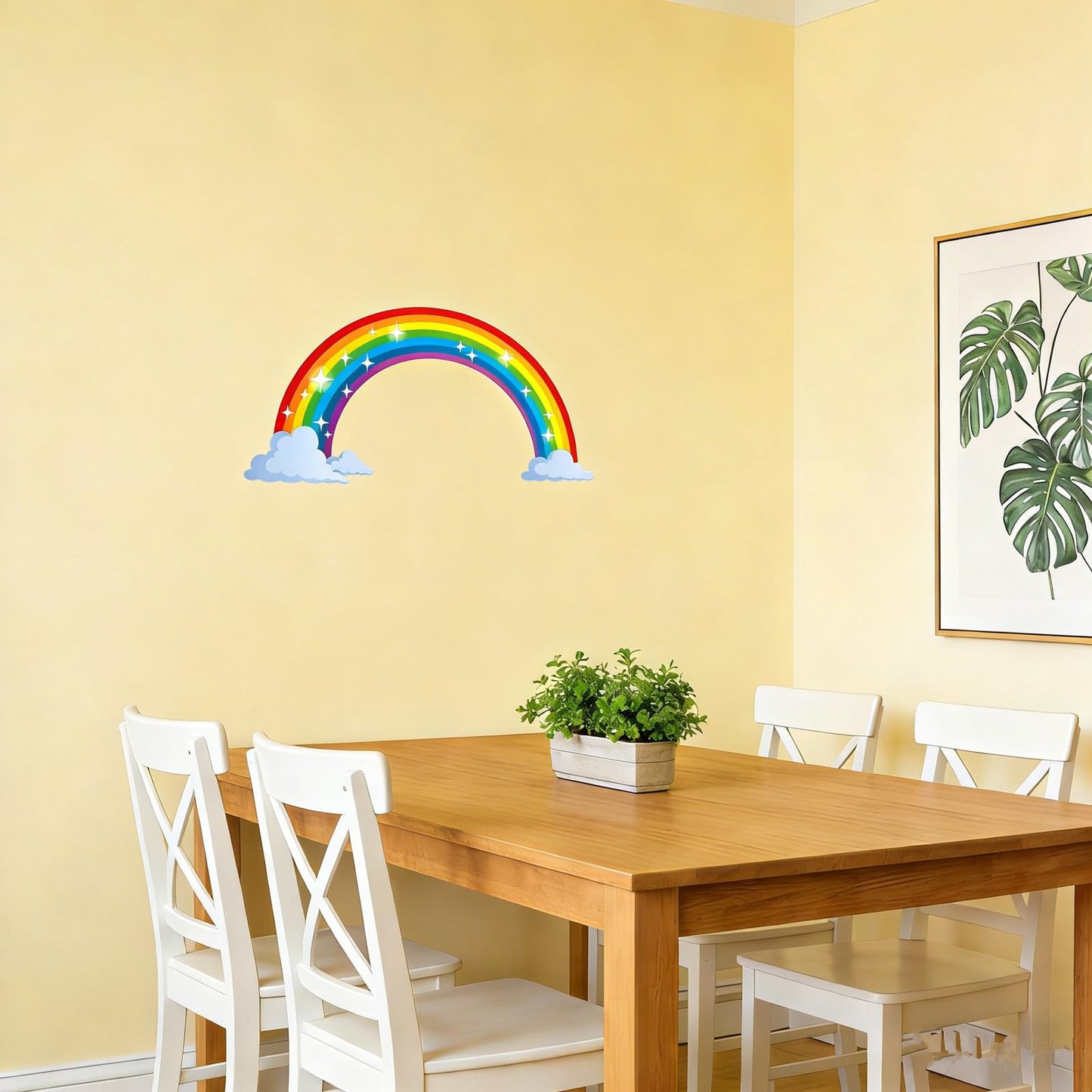 Rainbow Wall Decals wich Clouds, Peel and Stick Removable Wall Stickers for Kids Nursery Bedroom Living Room,Wall Decor 28.7 x15.7inch