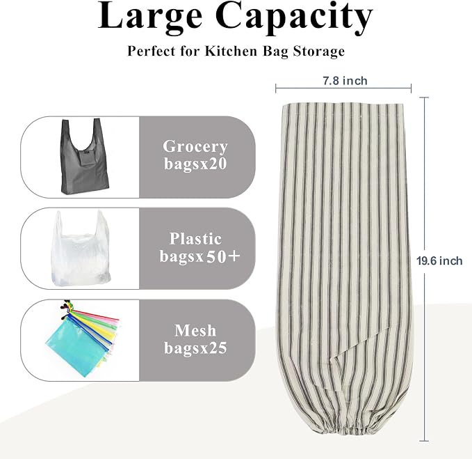 TOGETRUE Plastic Bag Holder, Wall Mount Grocery Bag Holder, Reusable Trash Bags Organizer for Home Kitchen Pantry Decor (Black)