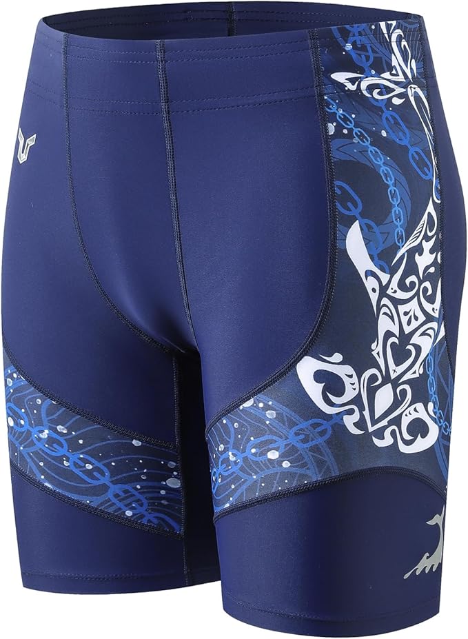 HUGE SPORTS Men's Rash Guard Swim Shorts Compression Swimming Jammer Cool Dry Active Swimsuit Workout Shorts Sports Tights