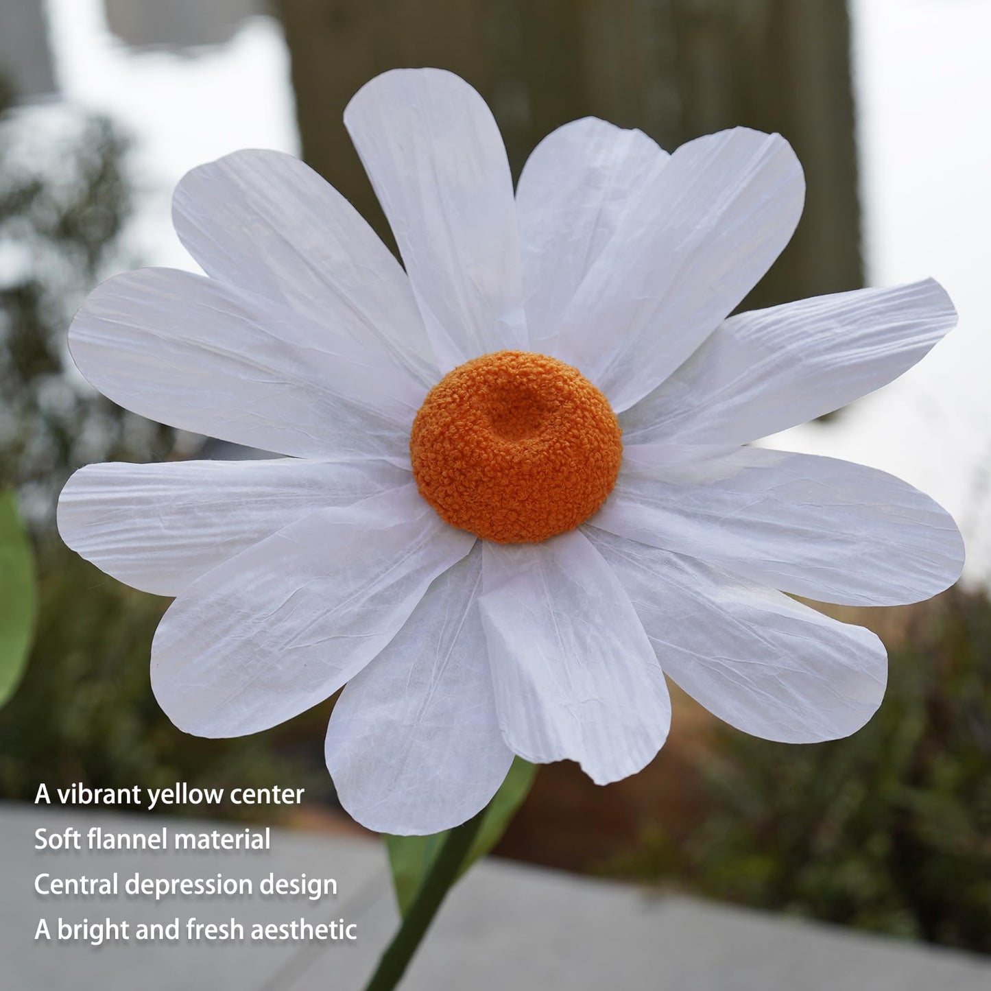 ZEYEXE Giant Flower for Decoration,Large Faux Daisy with Stand,Giant Artificial Flowers Decor Oversized Paper Flowers for Garden Party,Home,Weddings,Event & Commercial Display (White)