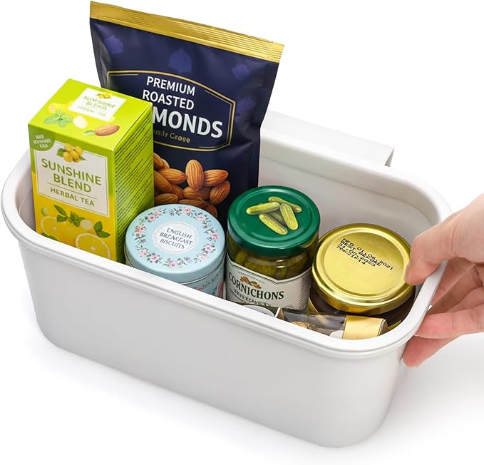 DEAYOU 3 Pack Hanging Cup Holders, Utility Rolling Cart Accessories, Hanging Storage Basket, Pencil Holder Makeup Organizers for Art Craft Supplies, Home, Kitchen, Office, White, 10.2''x5.5''x4.7''