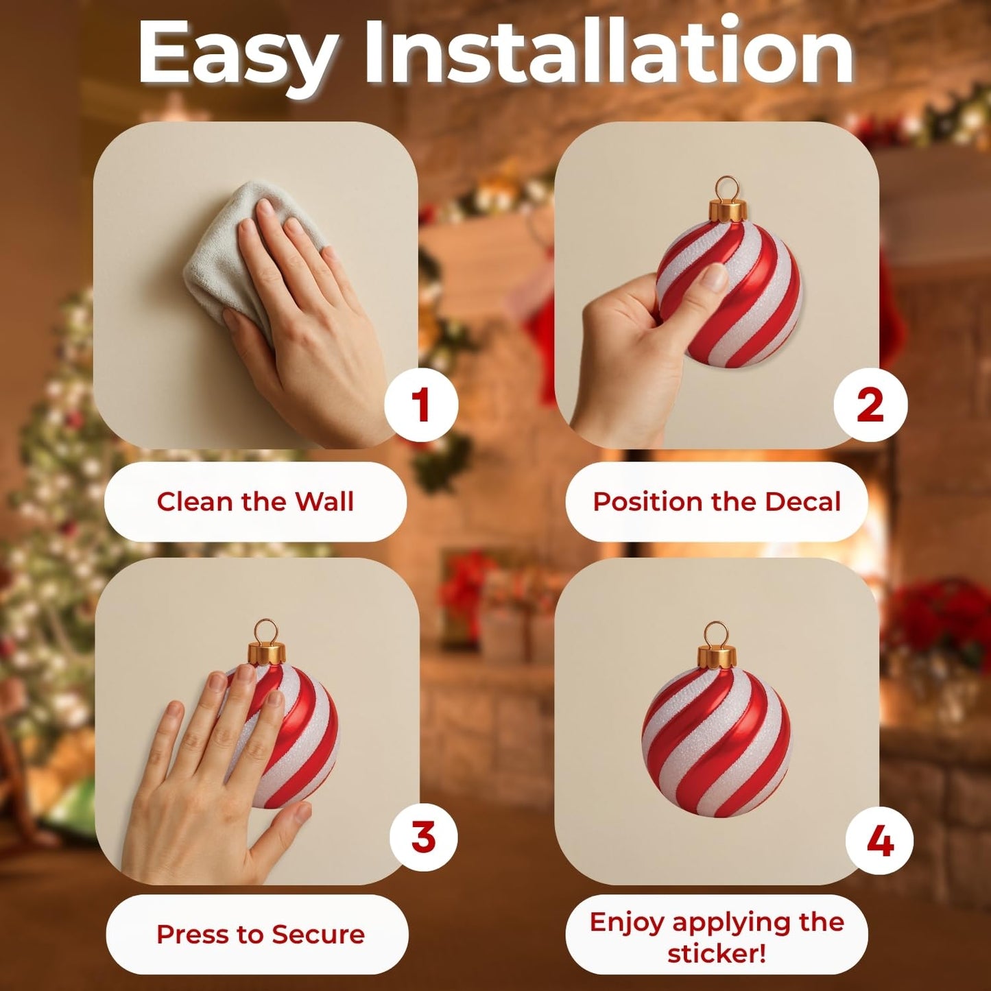 WALPLUS Christmas Decorations for Home Indoor Wall Stickers Wall Murals Decals Living Room Children Nursery Restaurant Cafe Hotel Home Decor Holly Jolly