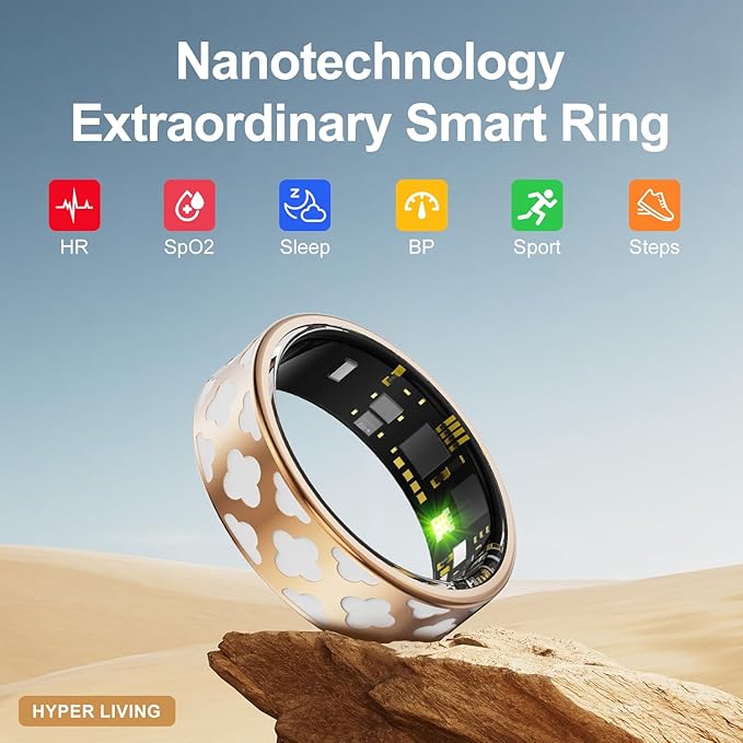 Smart Ring Health Tracker, Sleep Tracker Ring with Heart Rate, Waterproof Fitness Ring for Activity Monitoring/Steps/Distance/Calories, Air Gesture (11)