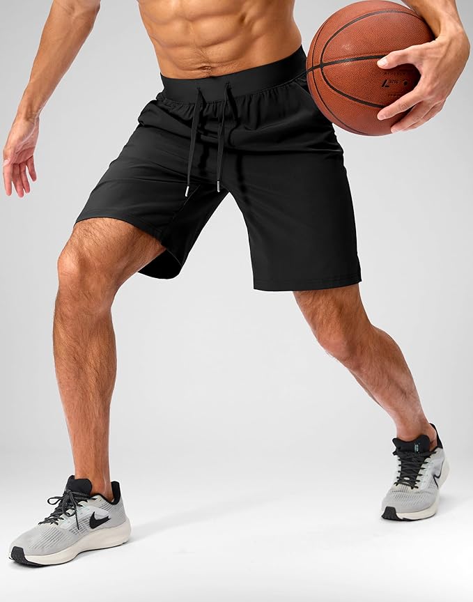 Men's Running Shorts with Zipper Pockets 9 Inch/ 7 Inch / 5 Inch Lightweight Quick Dry Gym Workout Athletic Shorts for Men(9 inch)