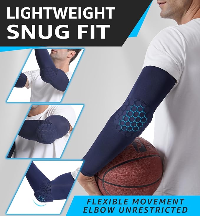 HiRui Elbow Pads for Teenagers Men Women, Elbow Brace Basketball Shooter Sleeves Arm Compression Sleeves