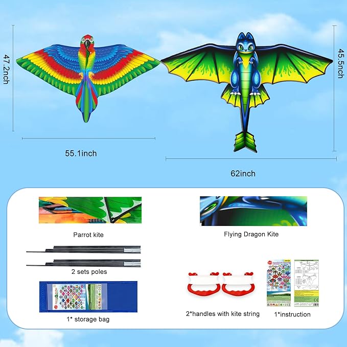 Easy to Fly Kites for Kids Ages 4-8 8-12 & Adults, Beach Flying Toys Butterfly Kite with Handle and Kites String, Great for Outdoor Activities & Family Trip Easter Gifts