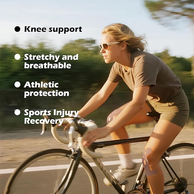 12 Pcs Precut Kinesiology Tape for Knees，Knee Tape for Knee Pain Relief Pre Cut，Waterproof, Breathable, Hypoallergenic Athletic Tape for Support and Protection (Rice-White)