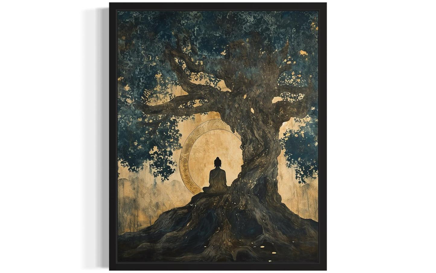 Buddha Bodhi Tree Art Print Poster, Religious Faith Spiritual Wall Art Painting Worship Prayer, Religious Art for Living Room and Bathroom 34 (Buddha Bodhi Tree,10"L x 8"W, Unframed)