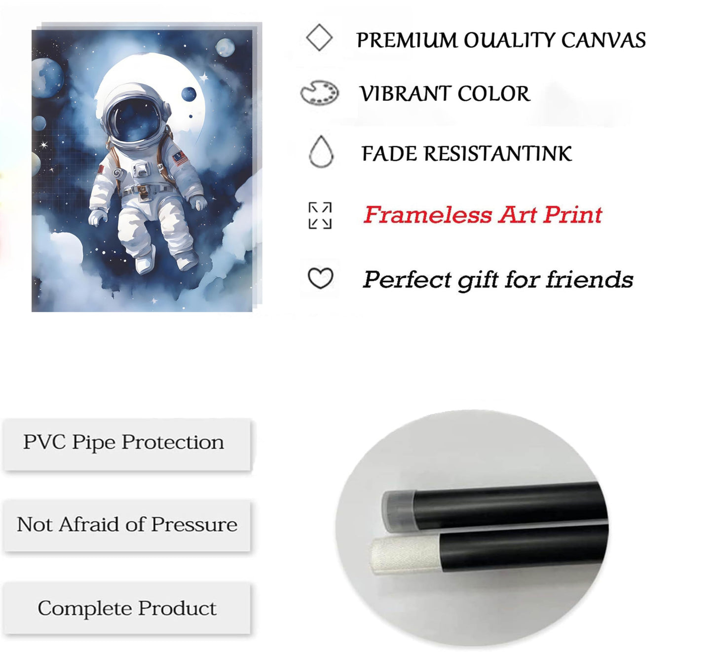 3Pcs Nursery Astronaut Wall Art Kids Space Planets Theme Canvas Painting Rocket Spaceman Wall Decor Explore Dream Galaxy Poster Prints Funny Outer Space Picture for Boys child Bedroom Living Unframed