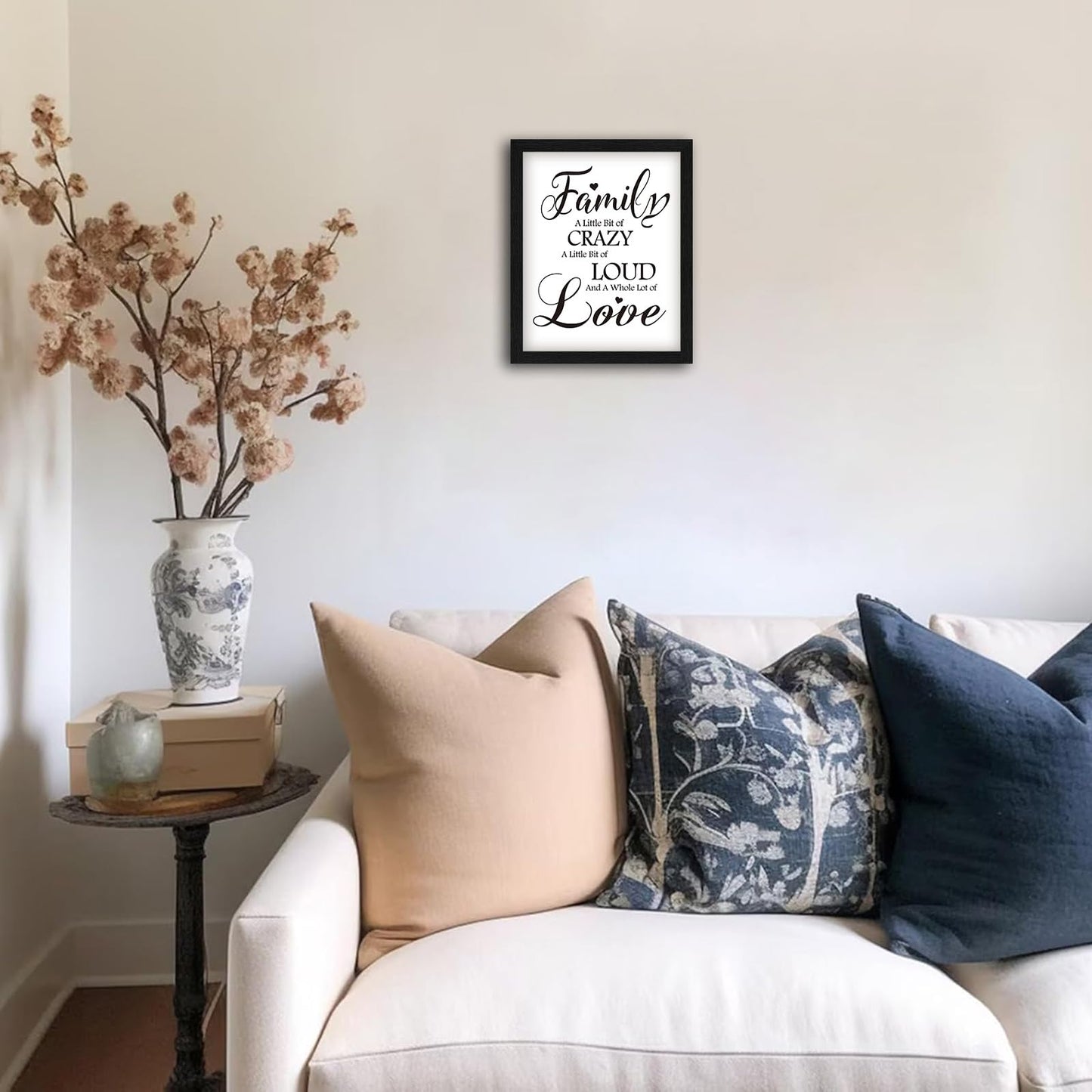 Framed Family Wall Art Home Decor 8x10 Inches, Black and White Inspirational Wall Decor A Whole lot of Love Canvas Picture Prints Minimalist Sign Quote for Living Room Bedroom Dining Room