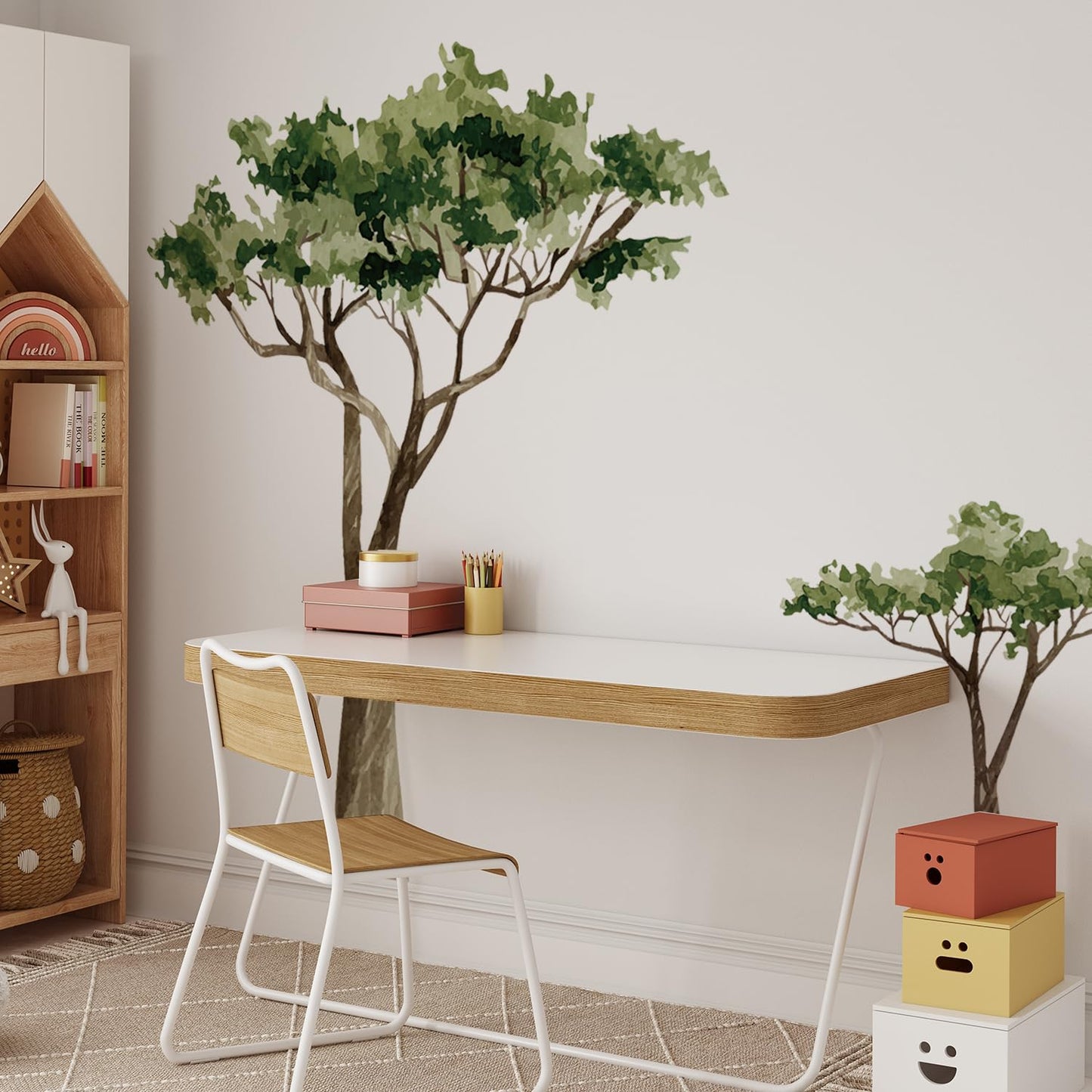 astrkiz Extra Huge Trees Wall Decals Peel and Stick, Self Adhesive PVC Realistic Tree Wall Mural Sticker, Precut Safari Acacia Tree Wall Art Decor for Kids Bedroom Playroom Nursery Room, 70.86"x88.58"