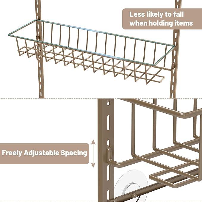 ElegantArray 9-Tier Pantry Door Oragnizer, Over The Door Pantry Organizer Rack and Storage, Hanging Spice Rack Shelves Door, Home Office Laundry Room Bathroom & Kitchen Organization, Brown