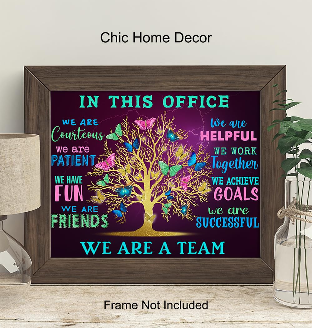 YELLOWBIRD ART & DESIGN Office Wall Art & Decor - Teamwork Wall Art - Inspirational Quotes Wall Art - Motivational poster - Positive Quotes Wall Decor - Home Office Decor - In This Office