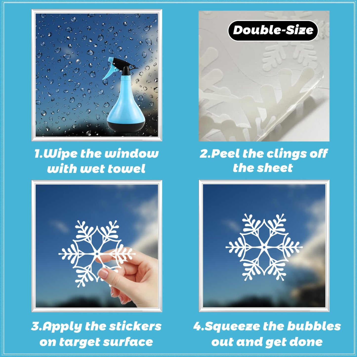 YLXLLSM Christmas Window Clings Decorations for Glass Window, 9 Sheets Winter Snowman Tree Snowflake Christmas Stickers Decoration, Double Sided Removable Xmas Decal for Home Party School Office Decor