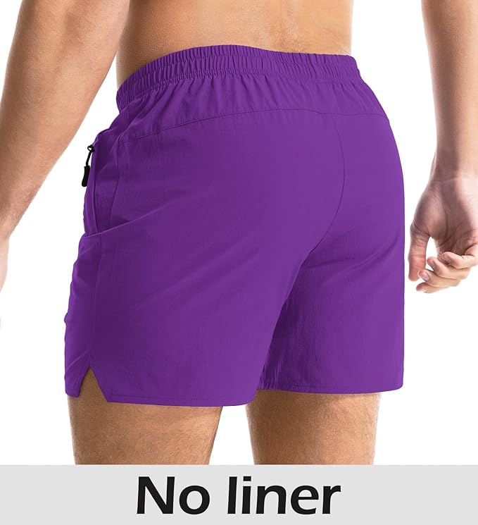 Aolesy Men's Gym Shorts Linerless & Liner - 5" Quick Dry Workout Running Shorts with Zip Pockets Sports Athletic Shorts