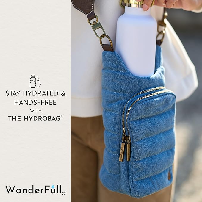 WanderFull® Original HydroBag® Collection, Water Bottle Holder w/Strap & Phone Pocket, Hands-Free Crossbody Water Bottle Bag