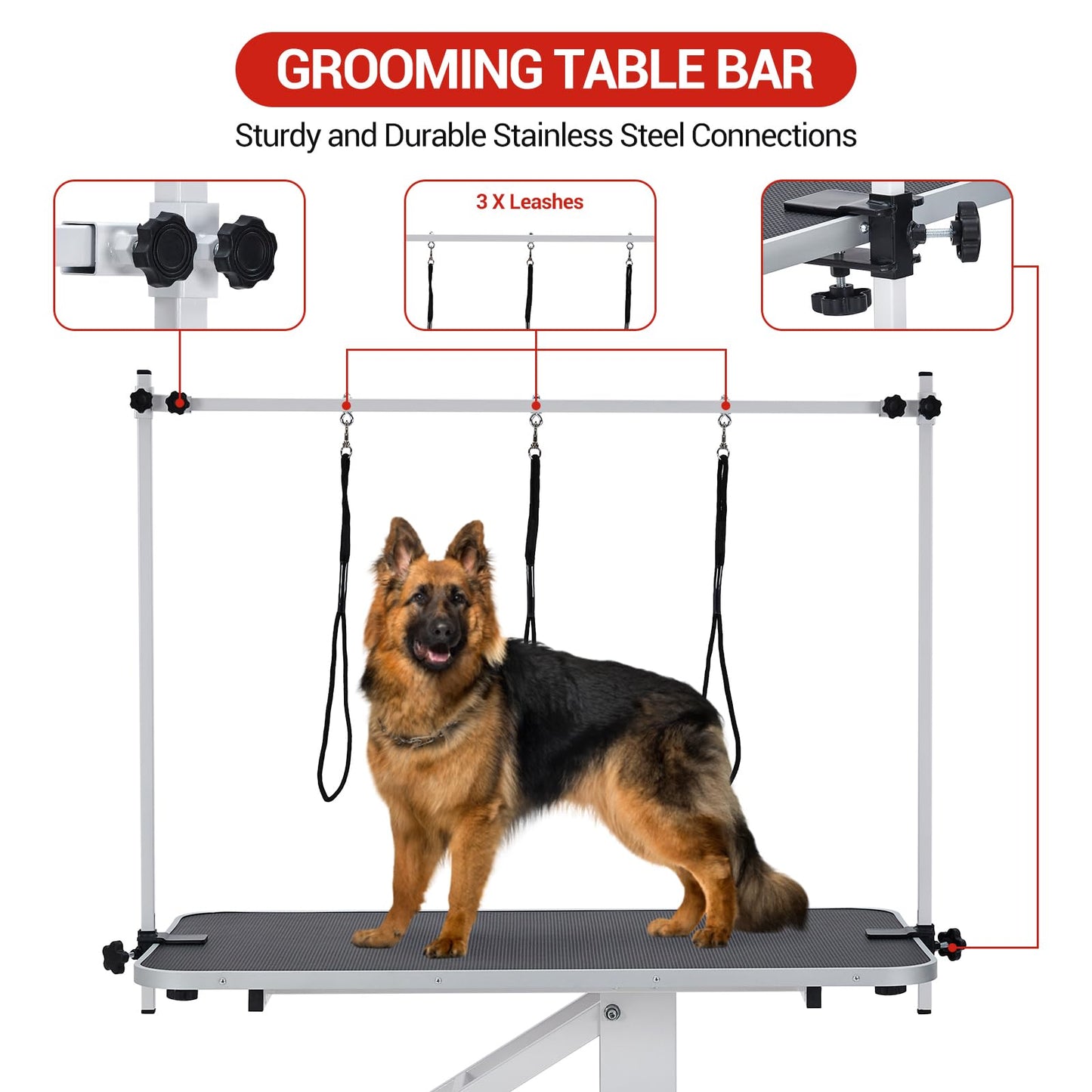 MegaChoice 43.3" Professional Hydraulic Dog Grooming Table, Adjustable Height 22"-39", Max Load 350Lbs, Large Pet Grooming Table for Medium & Large Dogs