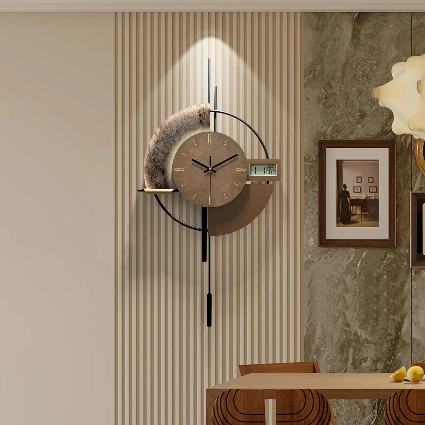 FIXNEO Large Wall Clocks Decorative with Temperature Display℃, Silent Unique Wall Clocks for Farmhouse, Office, Living Room, Kitchen, Home, Bathroom & Bedroom Wall Decor