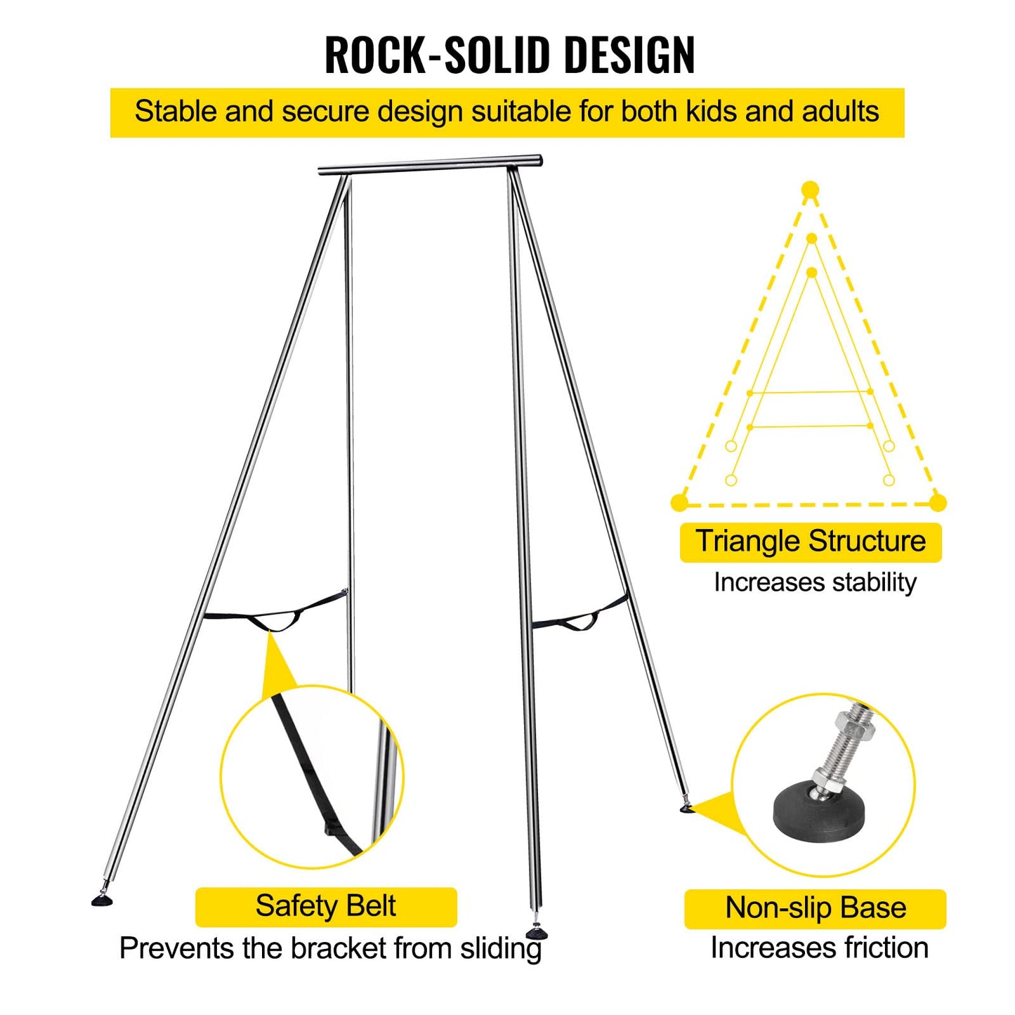 VEVOR Yoga Sling Inversion, 9.6 FT Height Inversion Yoga Swing Stand, Max Capacity 551 LBS Aerial Yoga Frame with 39.4 FT/12 M Yoga Swing Inversion Sling Body Bundle Safety Belts Purple