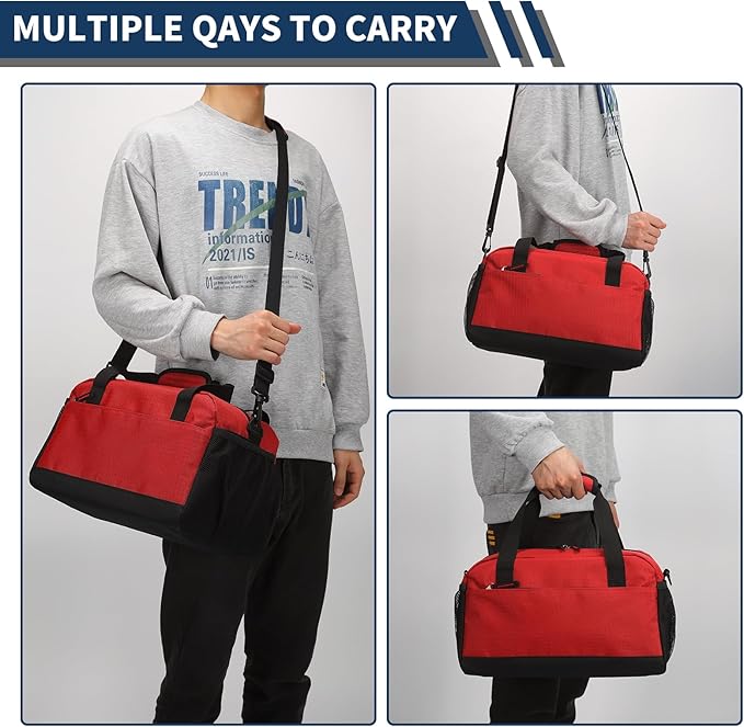 Small Gym Bag with Wet Pocket - 14 inch Mini Duffle Bag for Men & Women Lightweight Carry On Bag for Travel Sport - Red