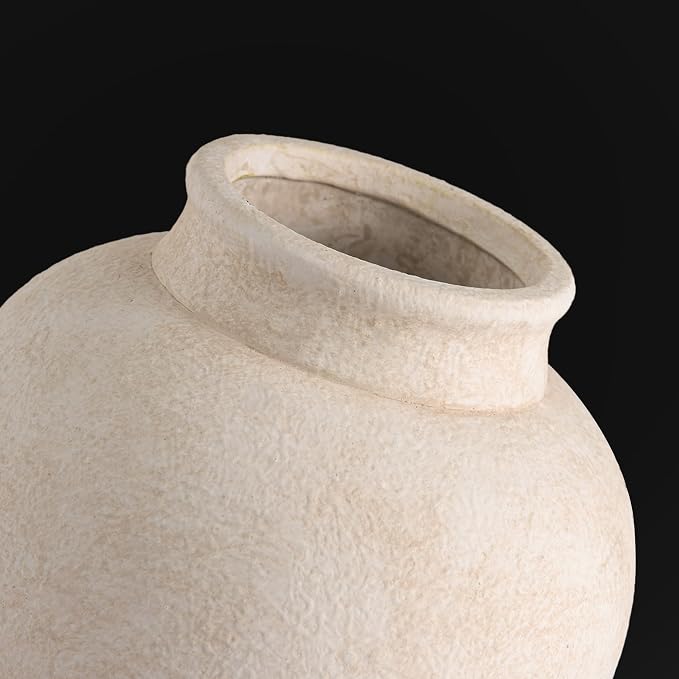 Ceramic Rustic Farmhouse Vase, Small Flower Vase Decorative Vase Short Pottery Vases for Home Decor Table Living Room Entryway Mantel Bookshelf Bedroom Bathroom Kitchen - 6" W