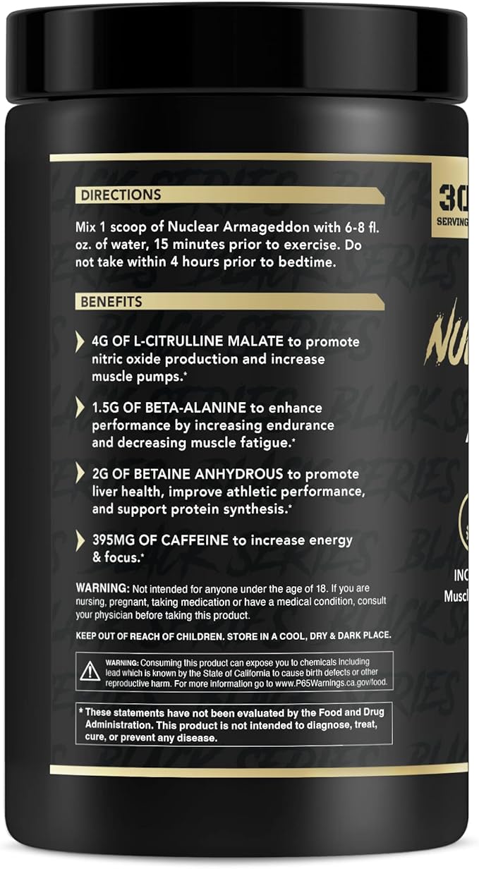 Anabolic Warfare Nuclear Armageddon Pre Workout Powder Pre-Workout for Men & Women with L-Citrulline, Beta Alanine Powder and Caffeine (Ballistic Berry Lemonade - 30 Servings)