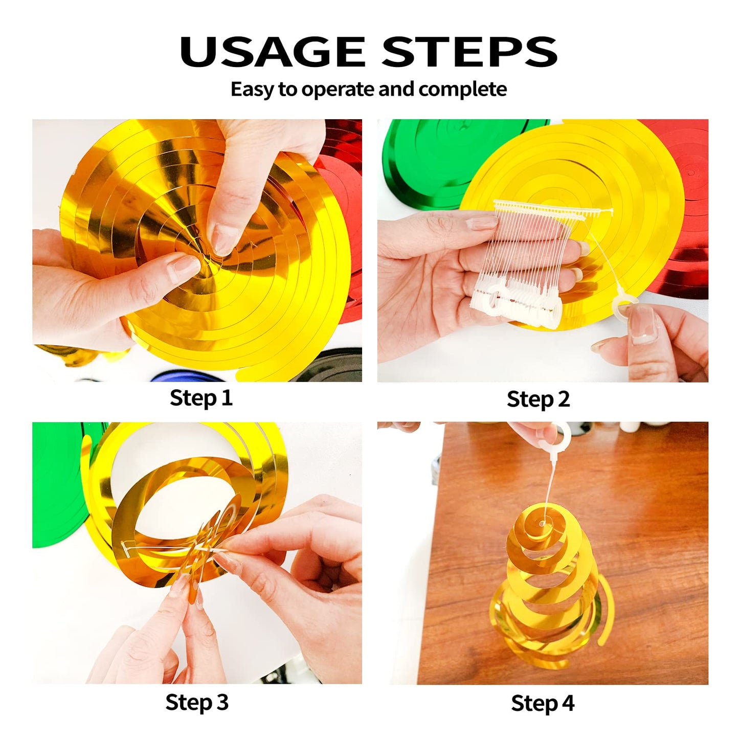 30 Pieces Hanging Swirl Party Decorations Foil Decorations Ceiling Swirl Spiral Hanging Plastic Streamer for Ceiling Birthday Graduation Wedding Celebration Baby Shower Party Supply (Gold)