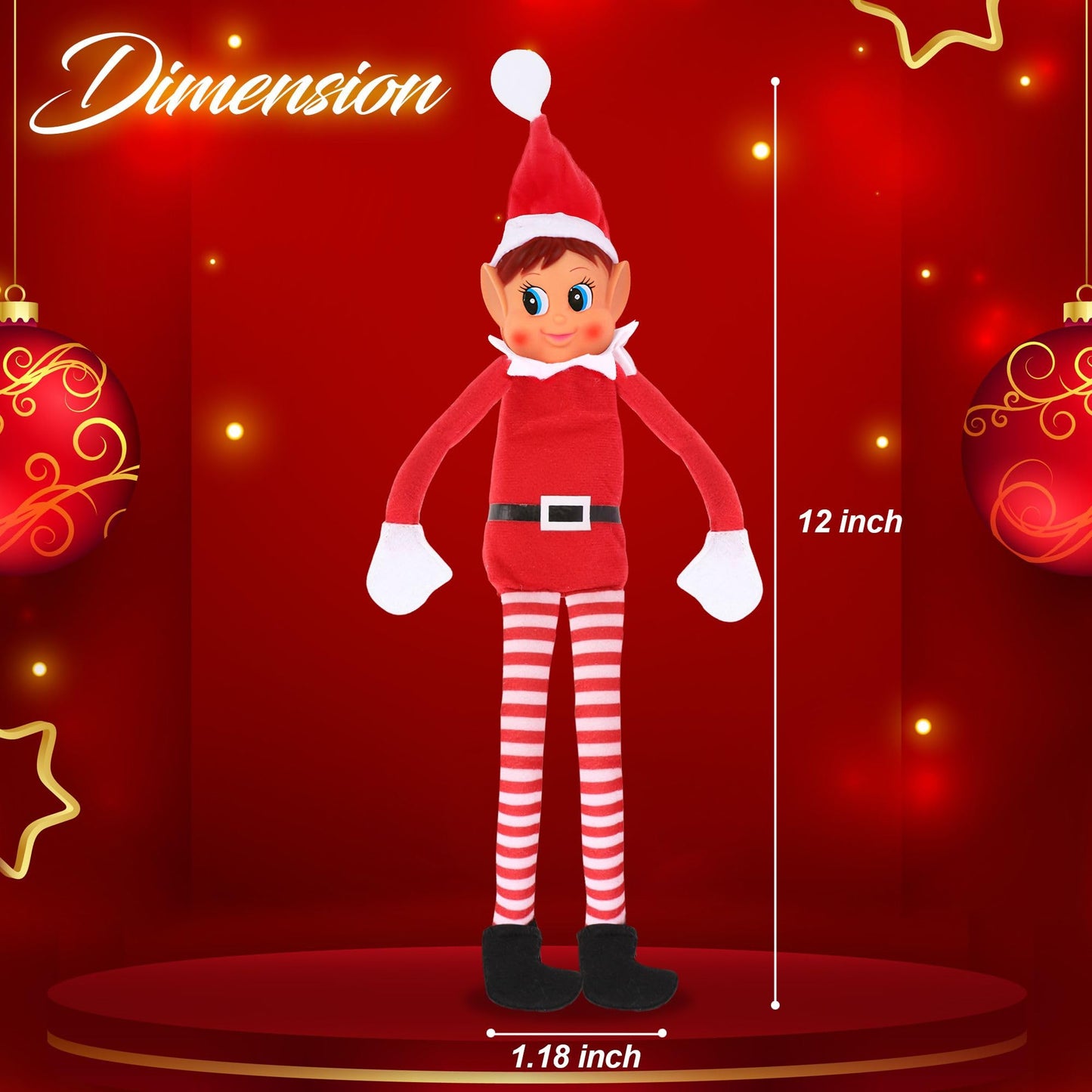 Christmas Elf Behaving Badly Plush Toy | Elfette Novelty Long Bendy Naughty Girl Christmas Doll | 12 Inches