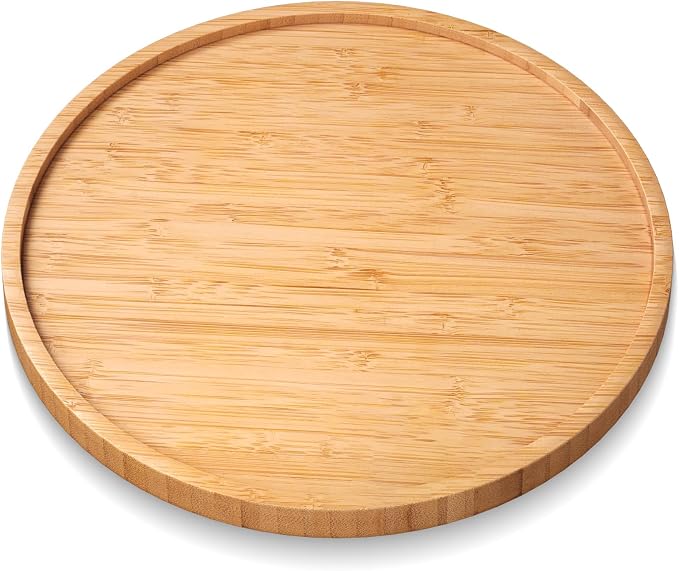 VERTORGAN Bamboo Serving Tray,9.8 Inch Decorative Trays Platter for Coffee Table,Living Room,Bar,Party,Mini Charcuterie Boards Cheese Board,Home Decor（Natural）