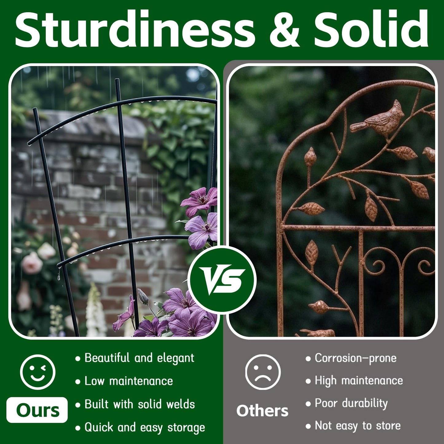 Thealyn 4 Pack 24" Metal Plant Trellis for Pots & Garden Beds, Rustproof Support for Indoor Outdoor Climbing Plants, Vines, Flowers, Fan Shaped, Black