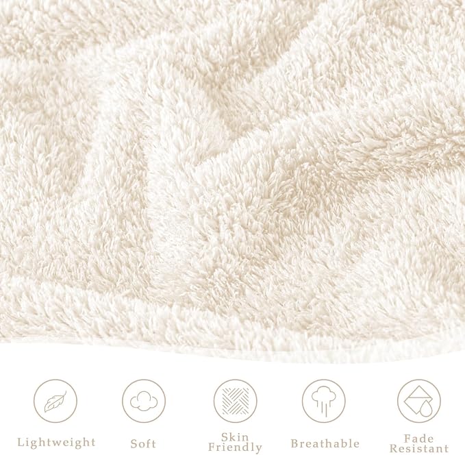Exclusivo Mezcla Fleece White Throw Blanket for Couch Sofa, Ultra Soft, Lightweight and Fluffy Blankets for Women, All Season, 50x60 Inches