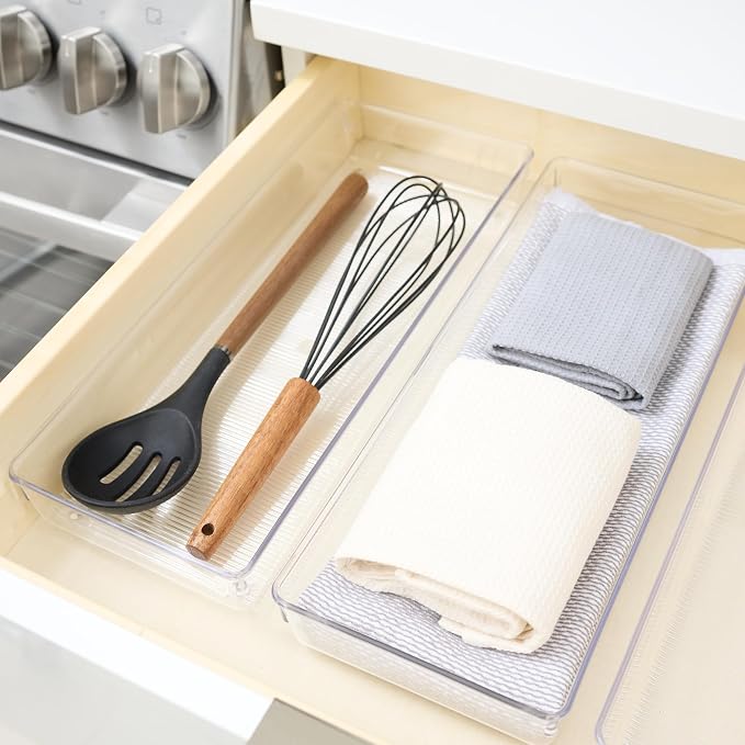 iDesign Recycled Plastic 5-Piece Kitchen Drawer Organizer Set - Linus Collection - Clear