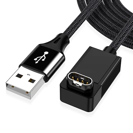 AGVEE 2 Pack 1.5ft Charger for Garmin Watch, L-Shape Zero Gap Charging Cable for Fenix, Forerunner, Vivoactive, Instinct, Venu, Tactix, Approach, D2, Quatix Series, Right Angle Braided, Black