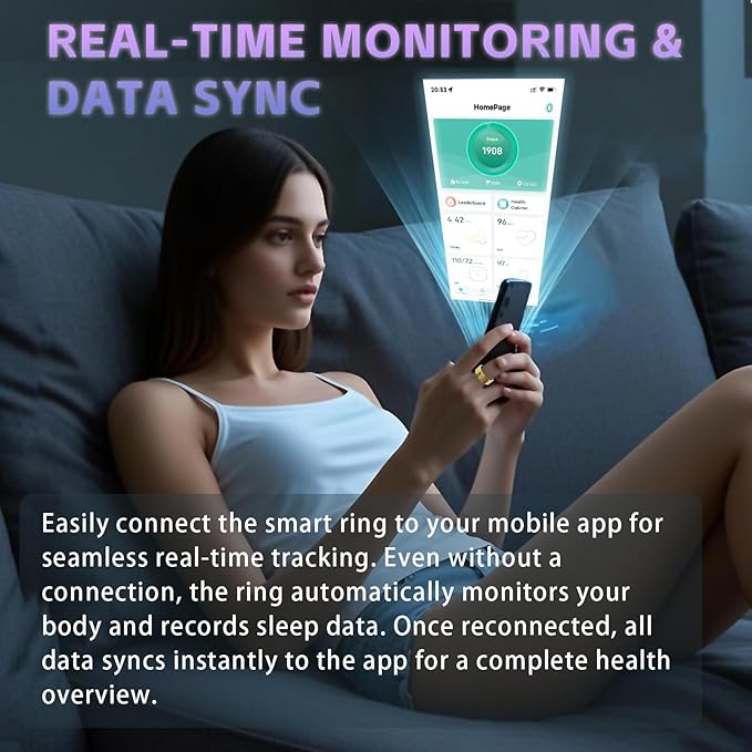 Health Fitness Tracker Ring for Women Men ??Smart Ring with Heart Rate, SpO2, Blood Pressure, Sleep Monitoring with Charging Case,Remote Photography, Family Care, No Subscription Fee (Gold 11)