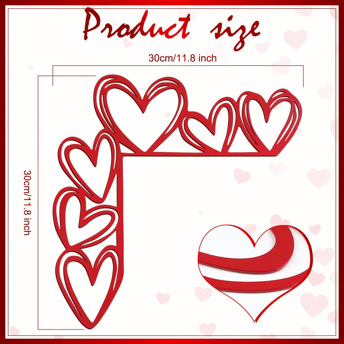 Yaocom Large Valentines Metal Door Topper 11.8" x 11.8" Red Heart Door Frame Decoration Love Romantic Metal Sign for Wedding Mothers Day Home Office Kitchen Cabinet Corner Shelf Window Wall Ornaments