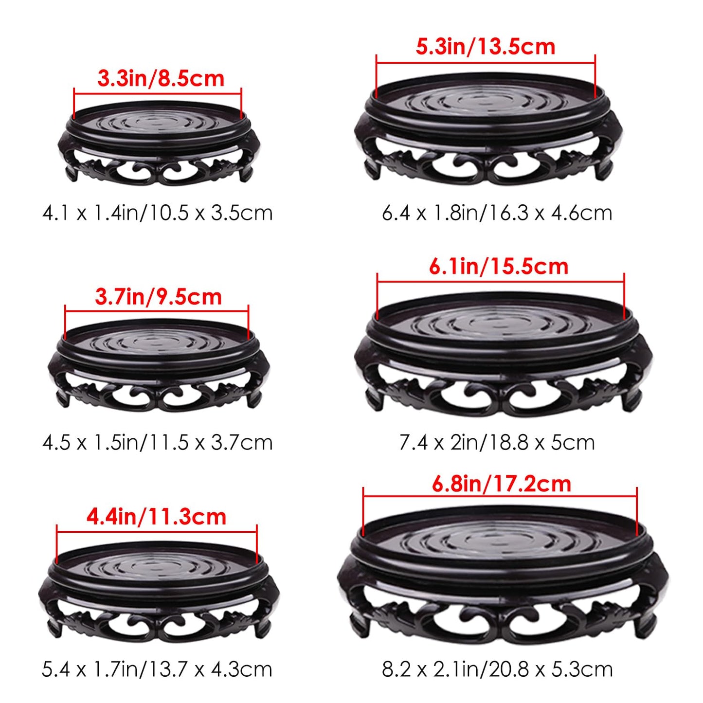 Hapivida Plant Stand, 5.3in Round Plant Riser Decorative Display Flower Holder Vase Rack Holder Planter Tray Oriental Style Furniture Indoor for Desktop Counter Room