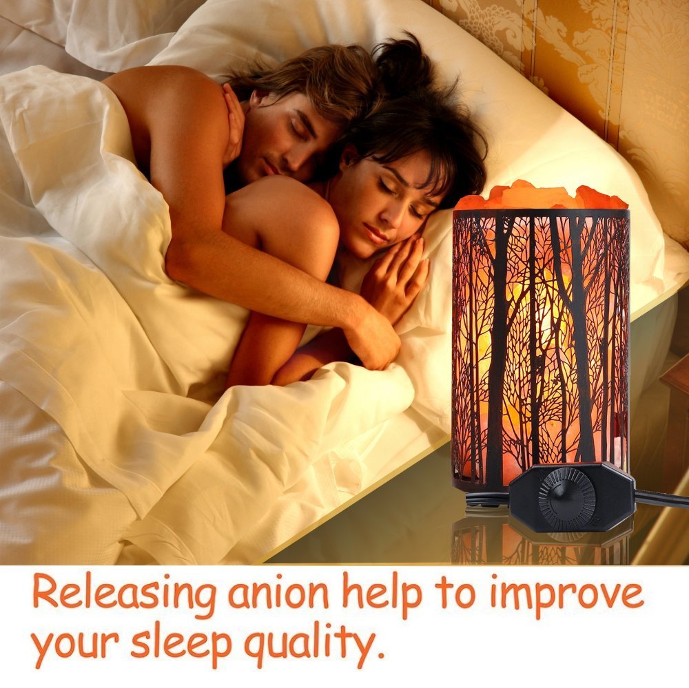 Shineled Himalayan Salt Lamp, Salt Rock Lamp Natural Night Light in Forest Design Metal Basket with Dimmer Switch (4.1 x 6.5 4.4-5lbs), 25Watt Bulbs & ETL Cord 1 Pack