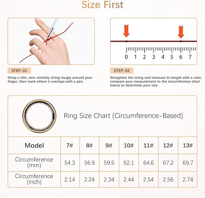 Fit Ring, Smart Health Rings for Women Men with Heart Rate,Blood Oxygen,HRV,Stress Level, Sleep Monitor, Step Tracker, No Subscription Fee, IP68 Waterproof Smart Ring for iphone &Android (Gold, 7#)