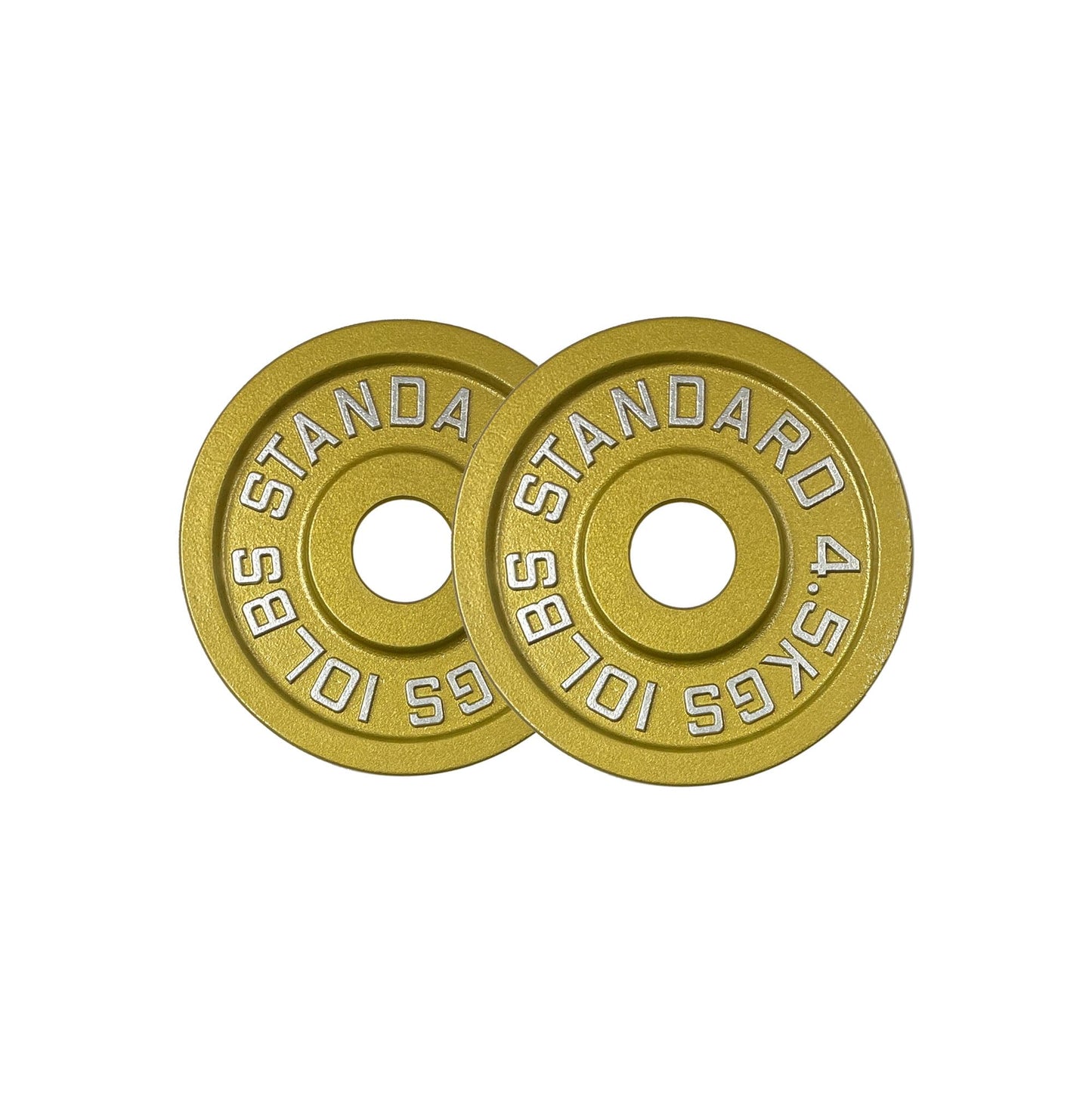 Gold Finish Olympic Steel Plates - Pairs and Sets 2 Inch Barbell Standard in Premium Gold for Weight Lifting (45lb Pair)