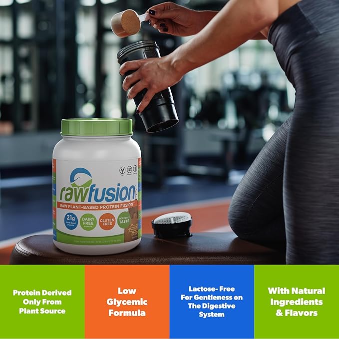 SAN Nutrition RawFusion Plant Protein Powder, Peanut Chocolate Fudge, 32.9 Ounce, Pack of 1