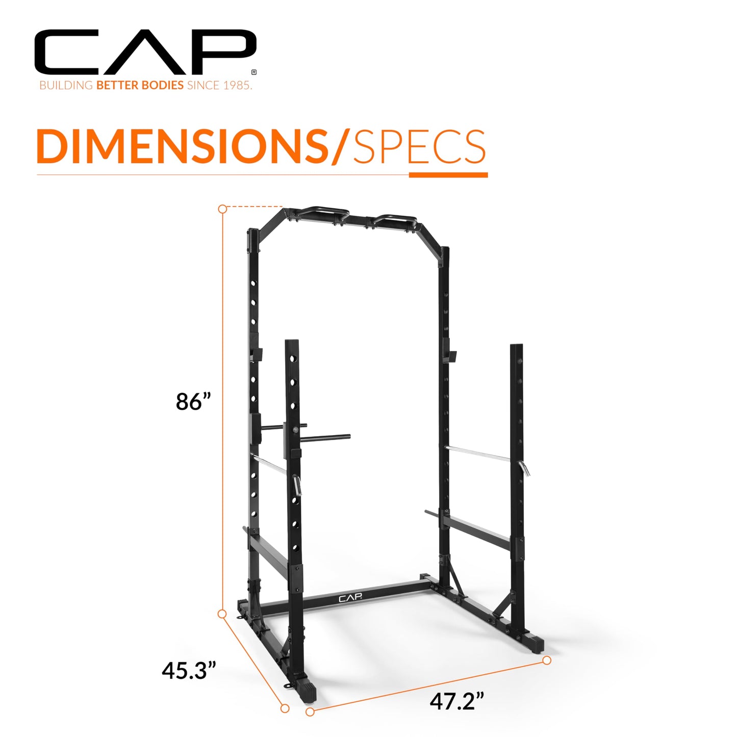 CAP Barbell Multi-Use Power Rack – Heavy-Duty Power Cage with Pull-Up Bar, Dip Handles, and J-Cup Catches – Strength Training Gym Rack for Home or Garage Gym | Red