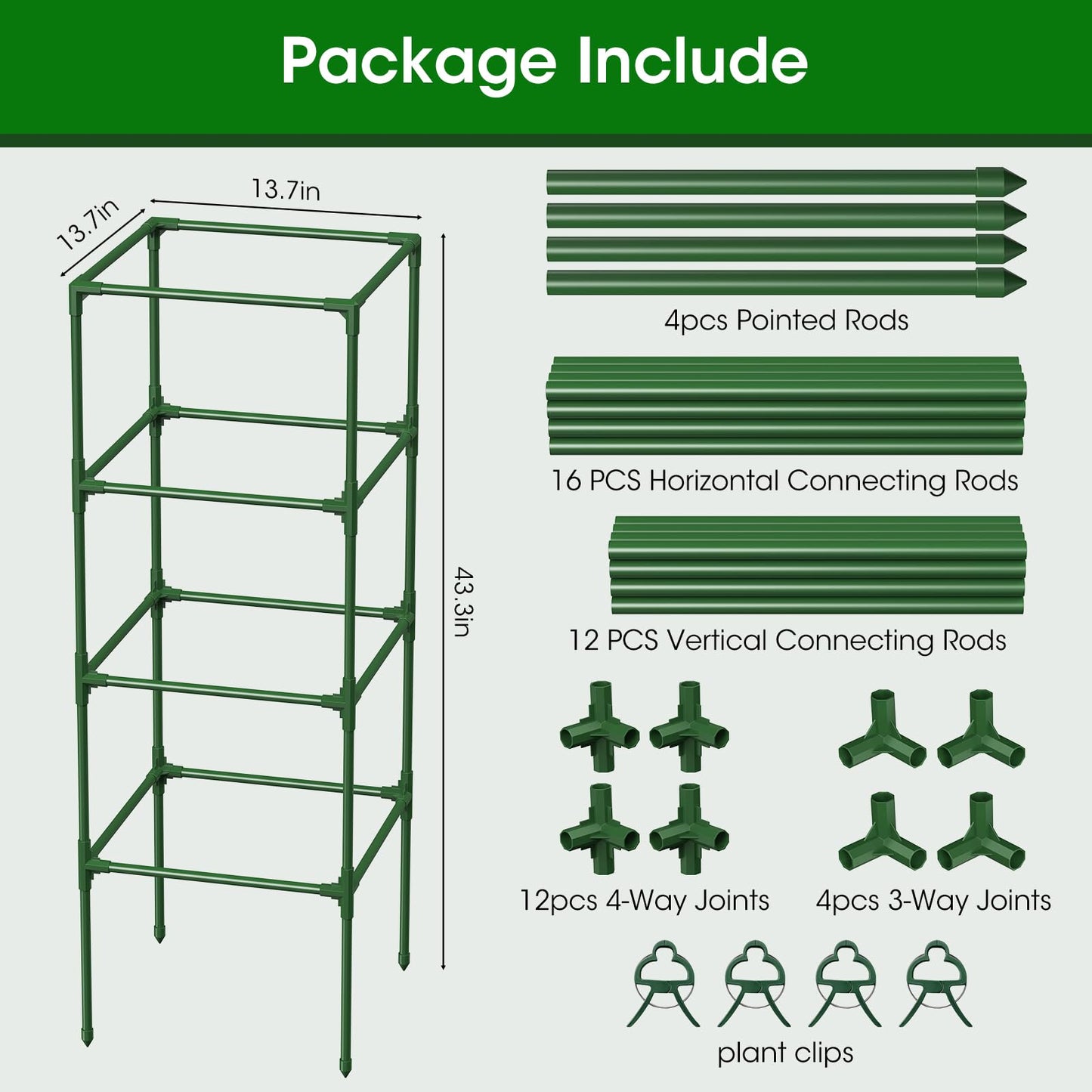 MQHUAYU 2 Pack Tomato Cage for Garden Support, 43 inch Tall Adjustable Plant Support Stakes, Tomato Trellis Extra Bold for Climbing Vegetables Plants Flowers