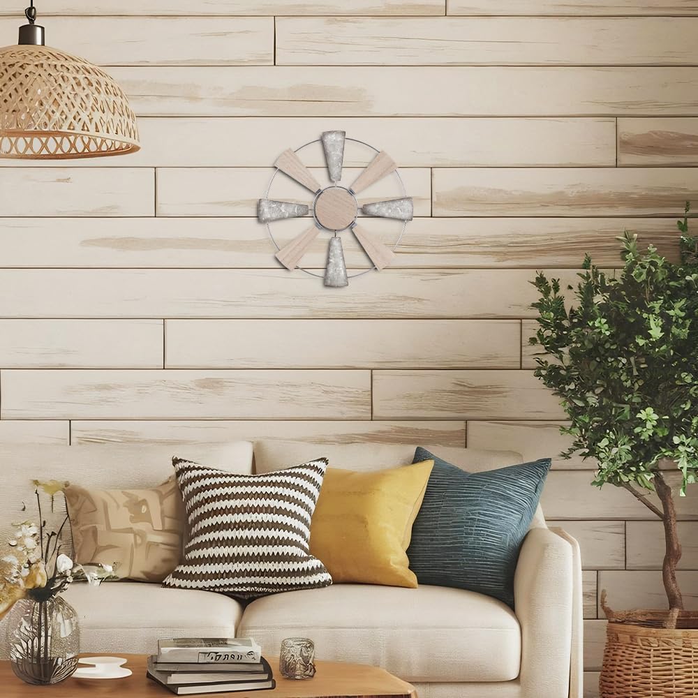 YEAHOME Farmhouse Wall Decor, 11" Wood Metal Windmill Wall Art for Rustic Farmhouse Decor, Western Country Home Decor for Kitchen, Living Room, Bathroom, House
