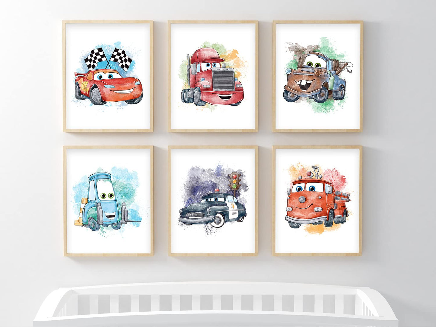 Nistio® Cars Movie Poster Prints, Cars Movie Poster Wall Art Decor, Lightning McQueen, Set of 6, 8x10 inches (Unframed)